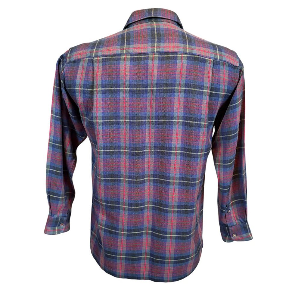 P.A.T men's burgundy and blue plaid collared button down shirt - Picture 4 of 9